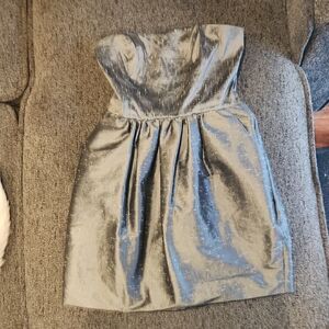 Silver Strapless Mini Party Dress